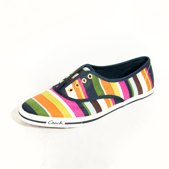 New pastel rainbow stripe Coach sneakers - Picture 7 of 7